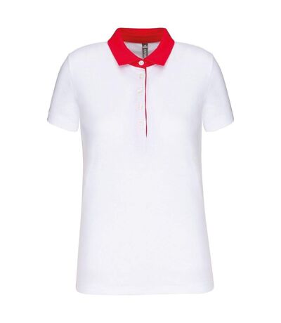 Polo bicolore pour femme - K261 - blanc et rouge
