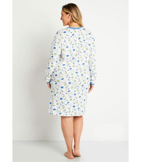 Chemise de nuit boutonnée coton imprimé mi longue