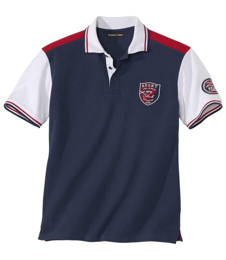Men's Rugby-Style Polo Shirt - Navy White Red