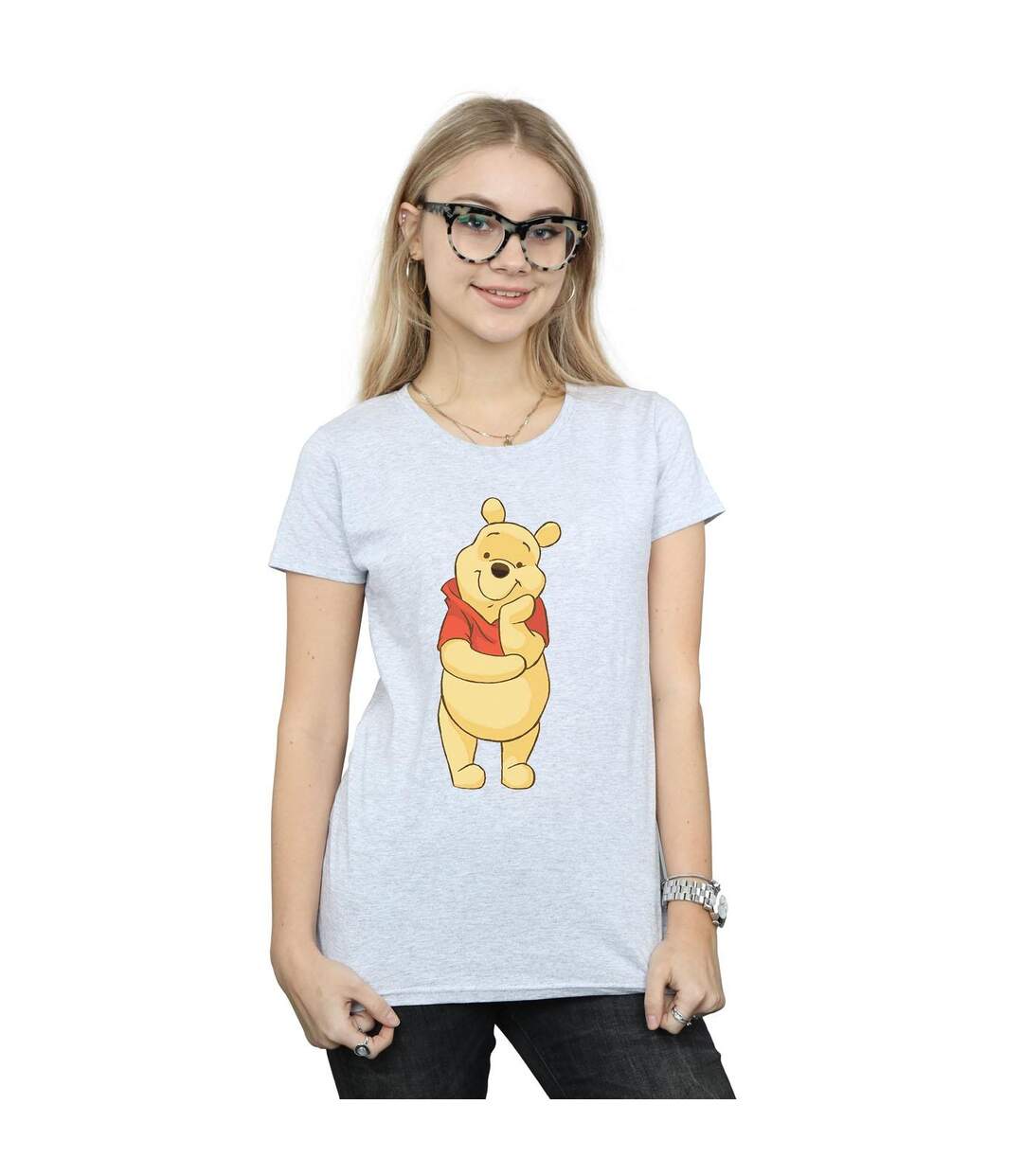 Disney T-shirt en coton mignon Winnie The Pooh Femme/Femme (Gris sportif) - UTBI44844-2