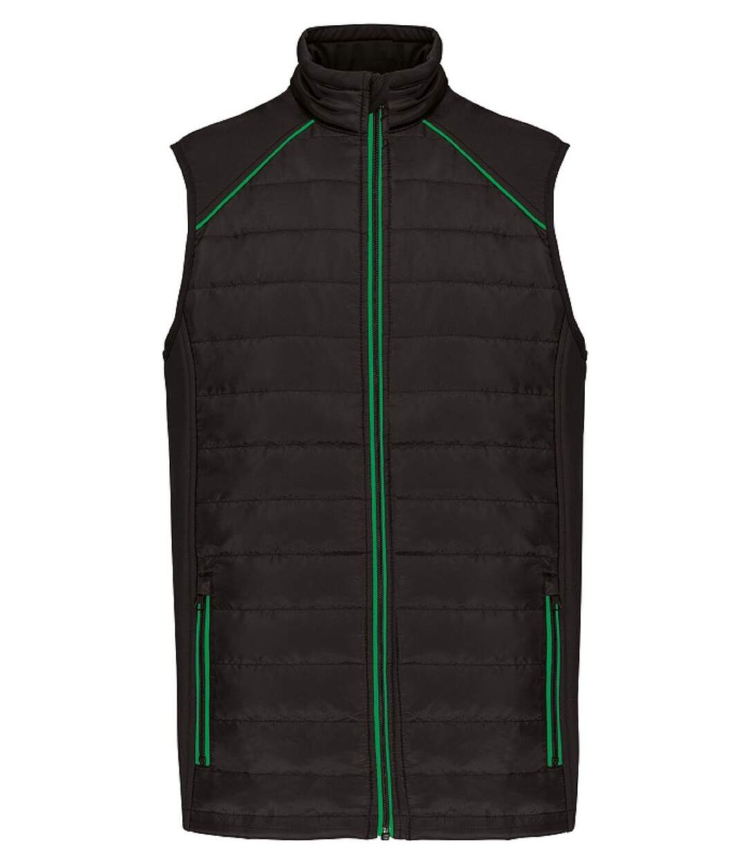 Bodywarmer DayToDay bi-matière - Unisexe - WK606 - Noir et vert kelly