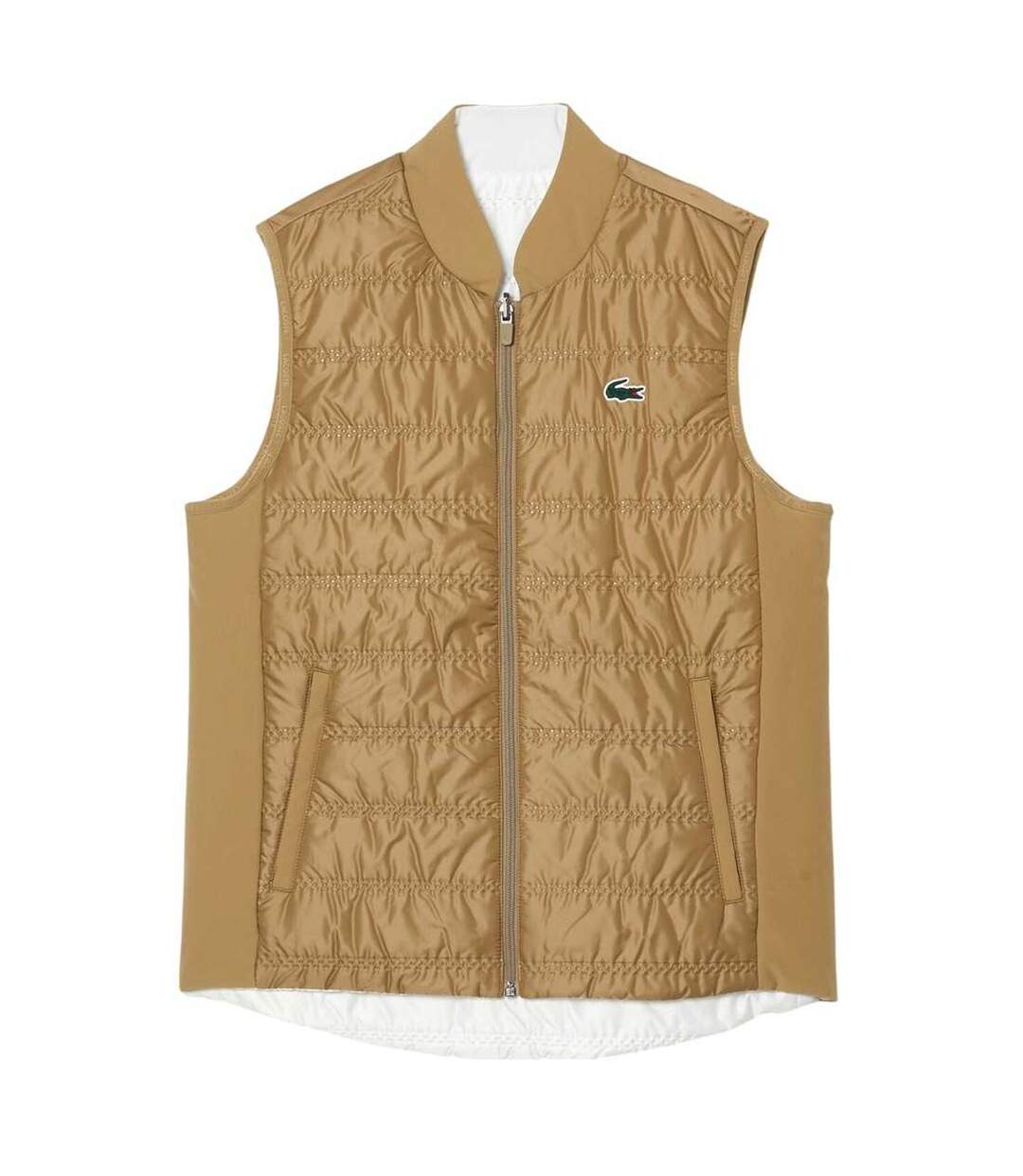 Womens/ladies Quilted Reversible Golf Gilet Beige Lacoste-2