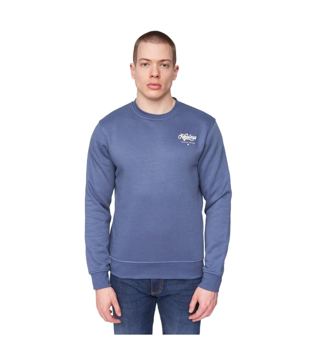 Sweat Scripthen Homme Bleu Vif Henleys-2