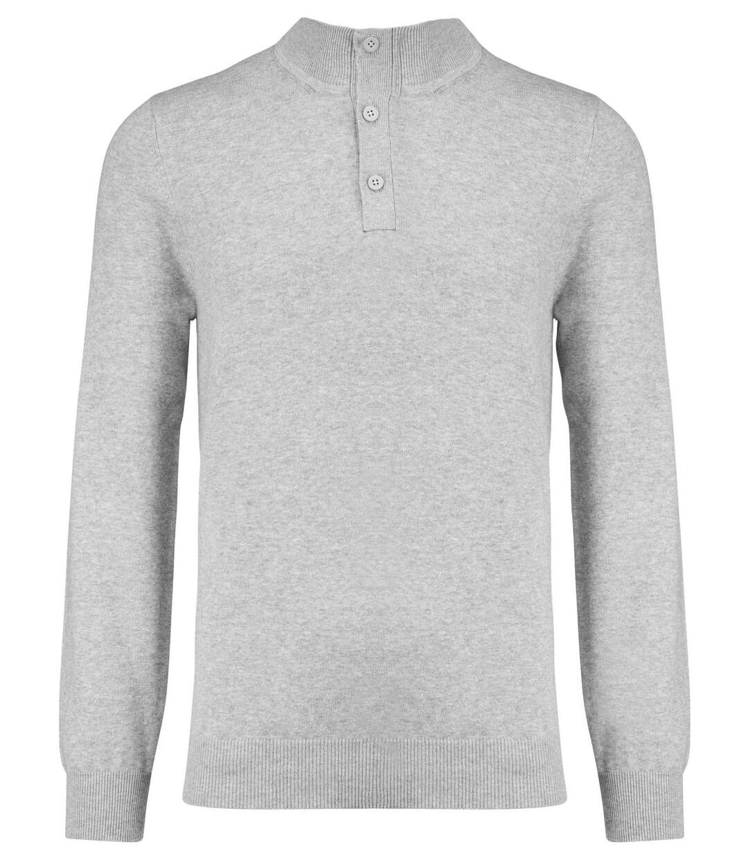 Pull col boutonné homme - K983 - gris clair-1