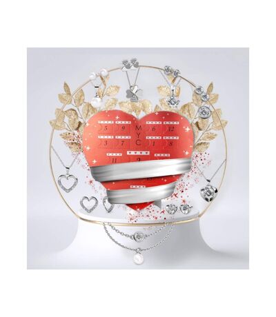 Calendrier de l'avent Coffret coeur - 14 bijoux - Or Rosé et Cristal ou blanc