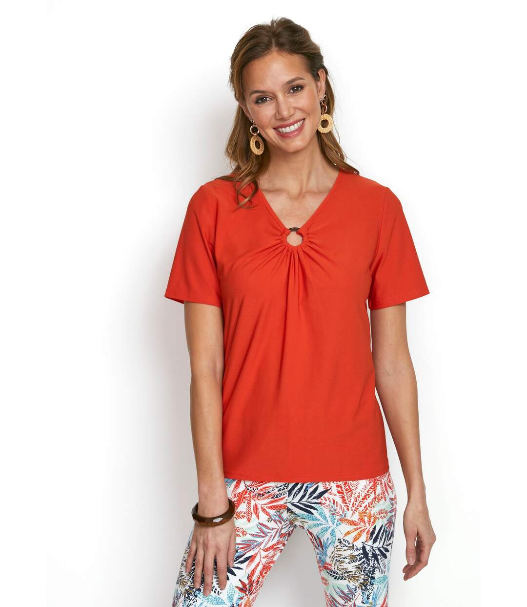 T-shirt maille crêpe extensible bijou-1