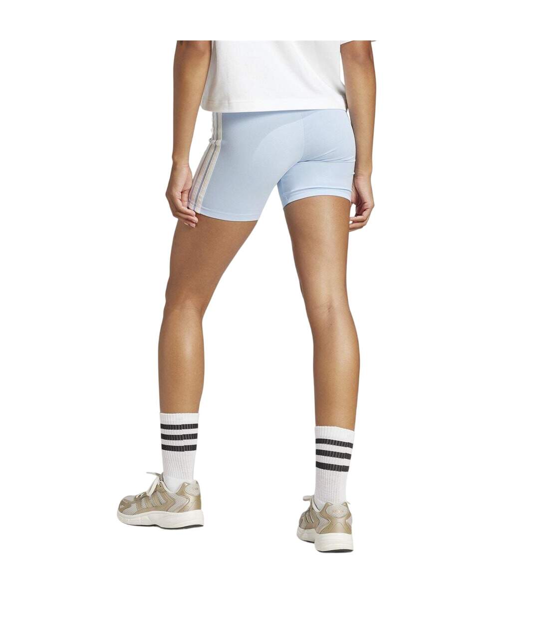 Short De Motard Motif/style 3 Rayures Femme Bleu Pâle Adidas-2