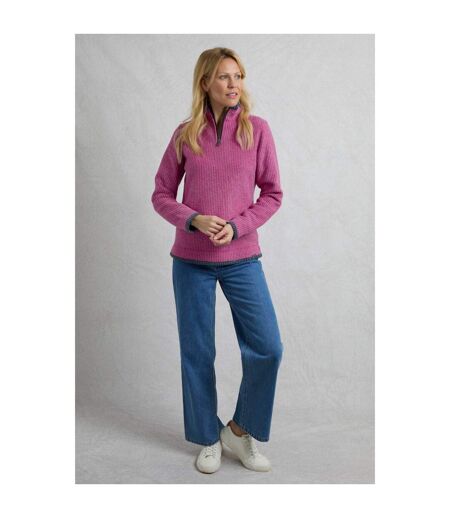 Womens/ladies beye grid eco friendly quarter zip fleece top dark raspberry Weird Fish