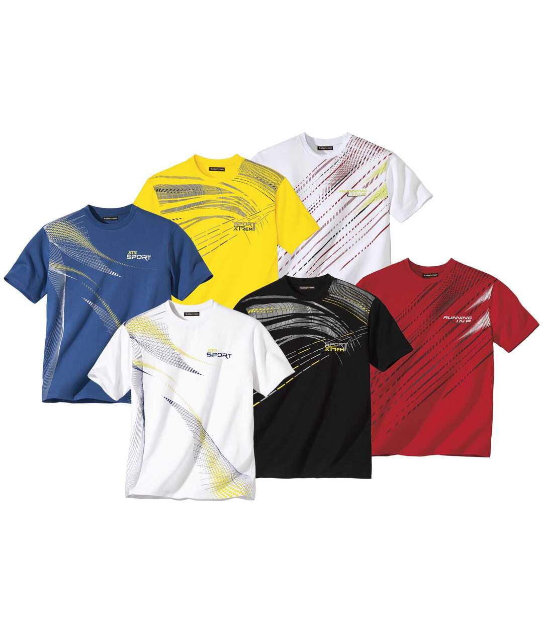 Pack of 6 Men's Graphic Sports T-Shirts Atlas For Men