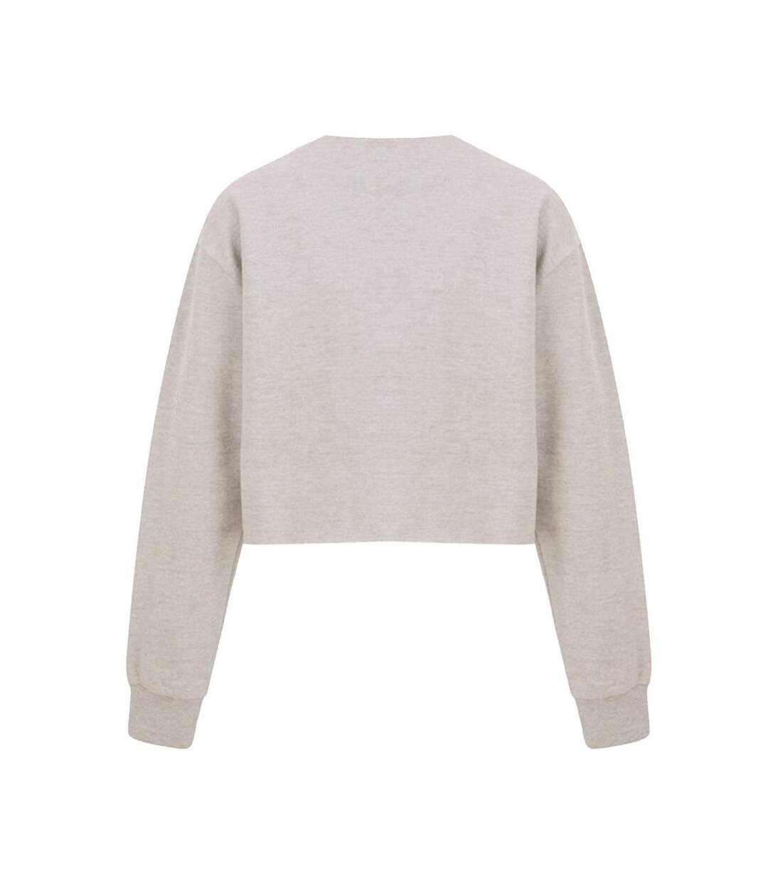 Womens/ladies Crop Sweatshirt Oatmeal Miso-2