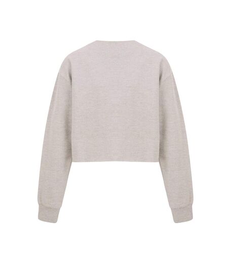 Womens/ladies Crop Sweatshirt Oatmeal Miso