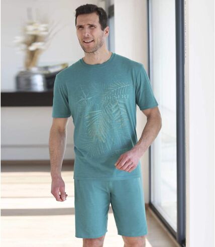 Men's Printed Pyjama Short Set - Blue 