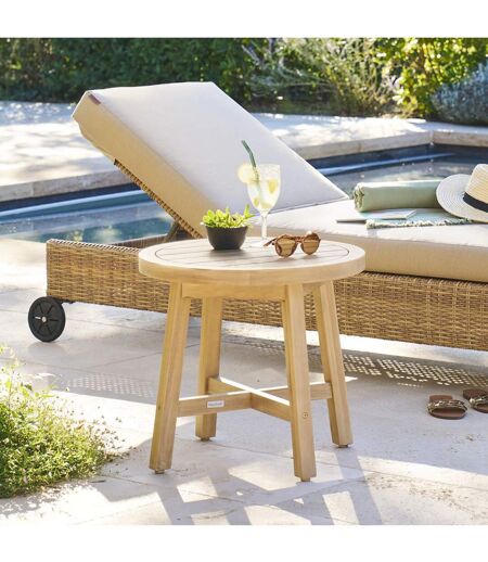 Table de jardin d'appoint ronde en bois PAPOUASIE - Marron