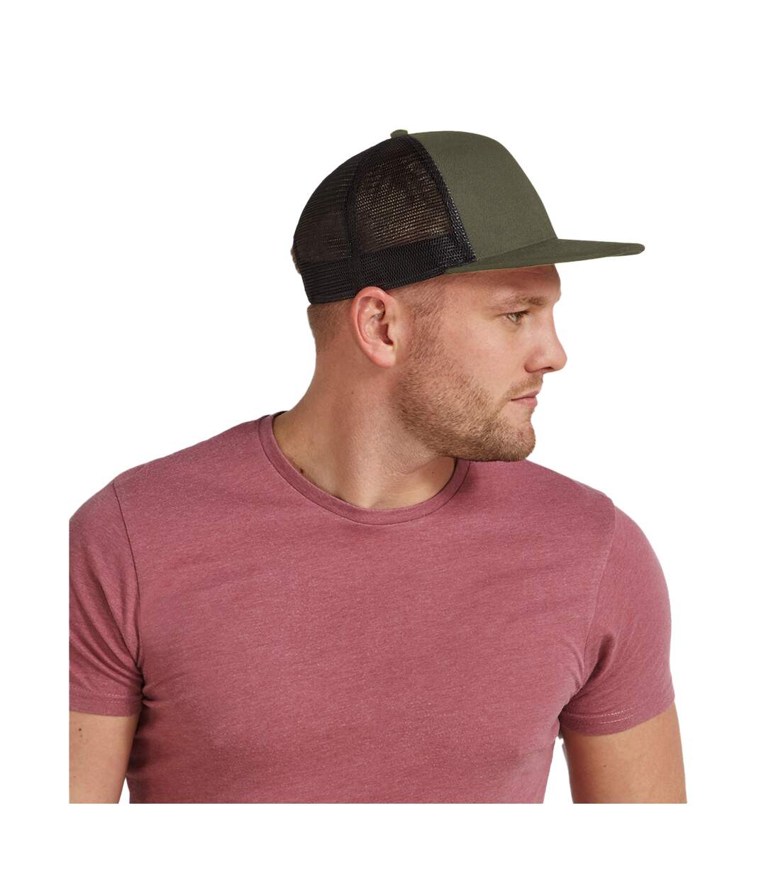 Casquette trucker adulte vert kaki / noir Beechfield