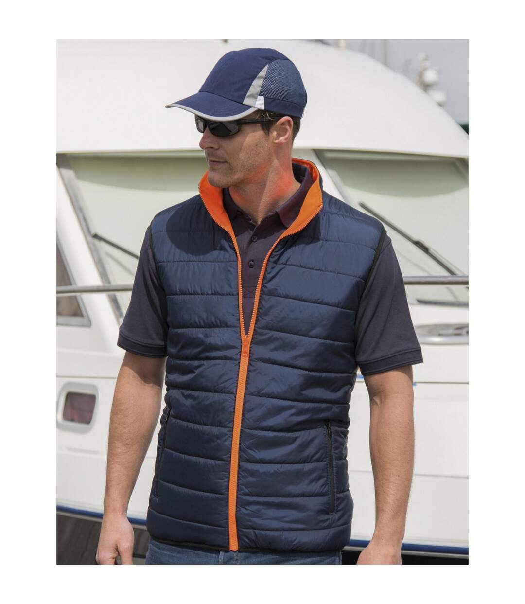 Safeguard Doudoune Réversible Sans Manches Homme Orange Fluo Bleu Marine Result-1