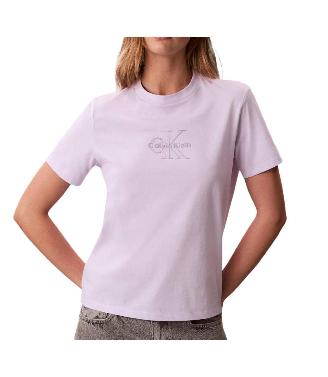 T-Shirt violet femme calvin klein jeans clasic monologo-1
