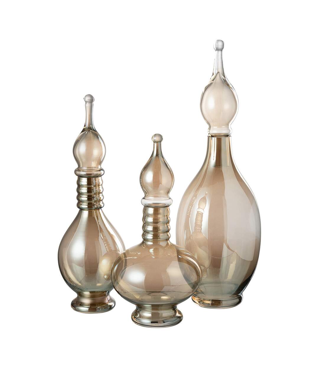 Vase Bouchon Fiole en Verre Jo 53cm Beige-3