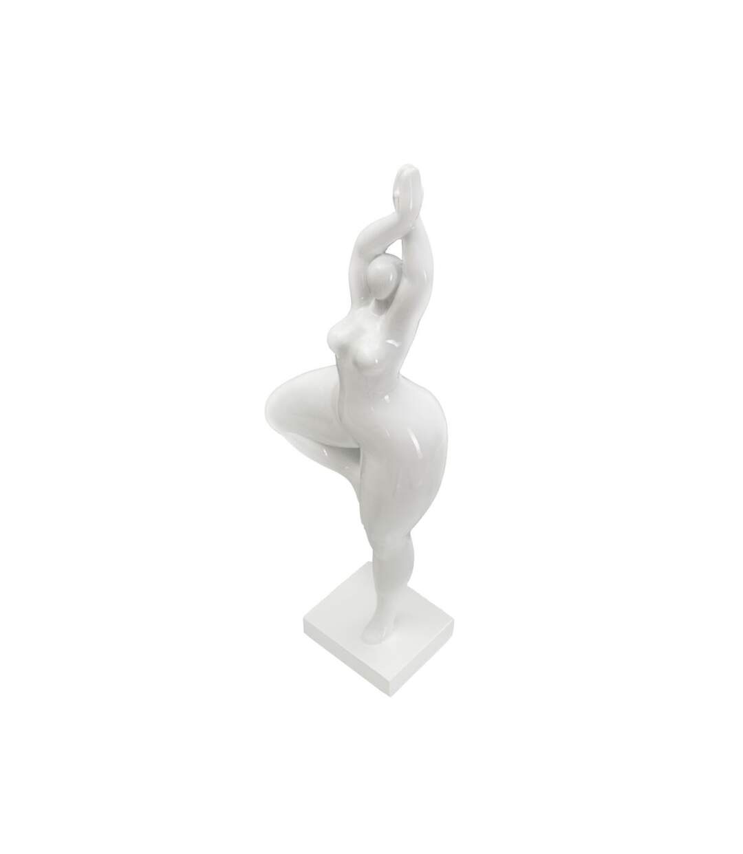Statuette Femme Debout en Résine Yoga 45cm Blanc-5