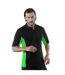 Gamegear® Mens Track Pique Short Sleeve Polo Shirt Top (Black/Lime/White) - UTBC412