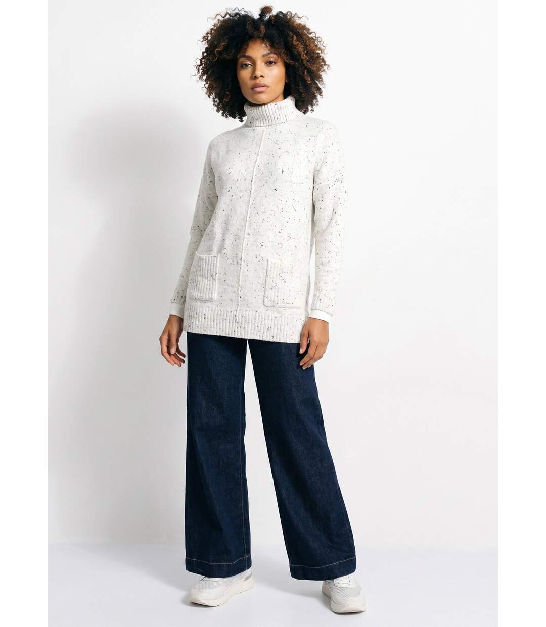 Pull-tunique chaud moucheté col roulé-3