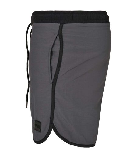 Short De Bain Motif/style Rétro Homme Noir Gris Foncé Urban Classics