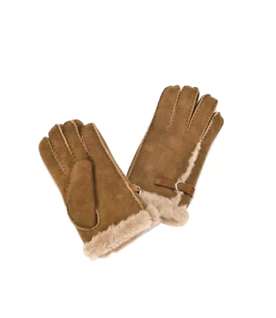 Womens/ladies Buckle Detail Sheepskin Gloves Tan Eastern Counties Leather