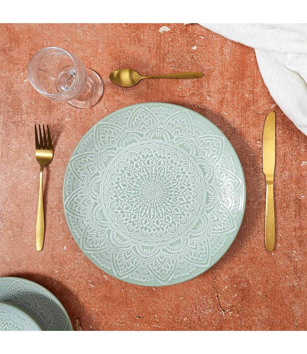 Lot de 6 Assiettes Plates Sahara 27cm Vert-4