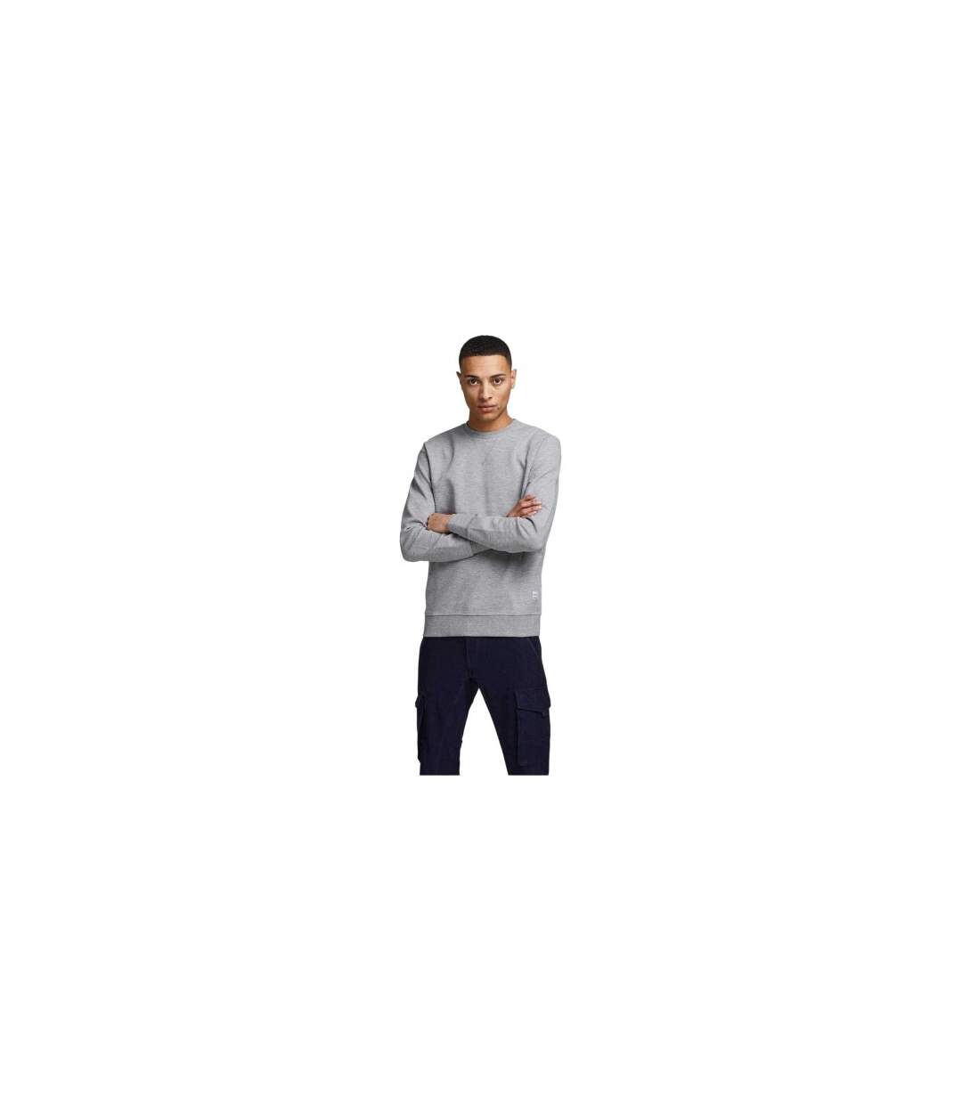 Mens Basic Sweatshirt Light Grey Jack And Jones-1