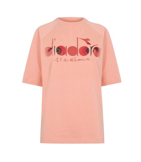 T-shirt Manches Raglan Motif/style Fleurs Femme Corail Rouge Diadora