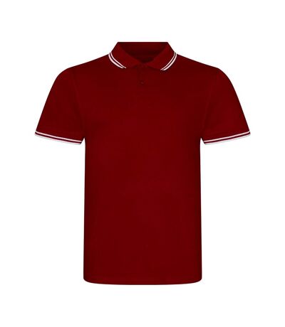 AWDis Mens Stretch Tipped Piqu Polo Shirt (Red/White)