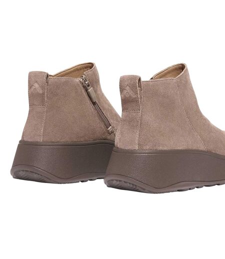 Womens/ladies F-mode Suede Flatform Side Zip Ankle Boots Grey Fit Flop
