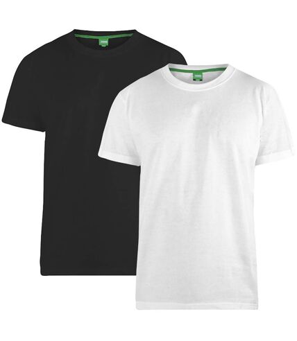 Duke Mens Fenton Kingsize D555 Round Neck T-shirts (Pack Of 2) (Black/White)