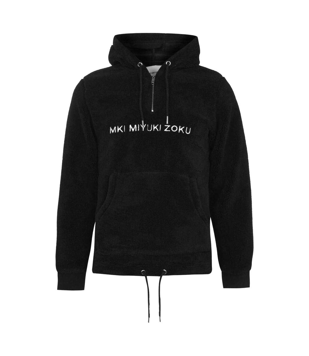Mens Logo Sherpa Quarter Zip Hoodie Black MKI MIYUKI ZOKU-2