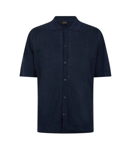 Polo Manches Courtes Homme Bleu Foncé Boss