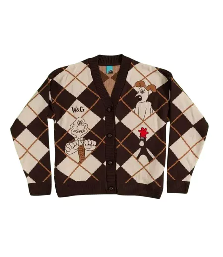Cardigan Adulte Beige Marron Wallace And Gromit