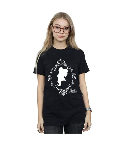 Disney Princess Womens/Ladies Belle Silhouette Cotton Boyfriend T-Shirt (Black)