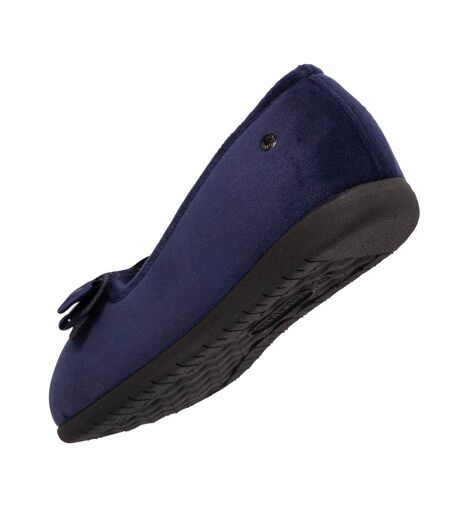 Isotoner Chaussons Ballerines femme en microvelours avec un détail nœud