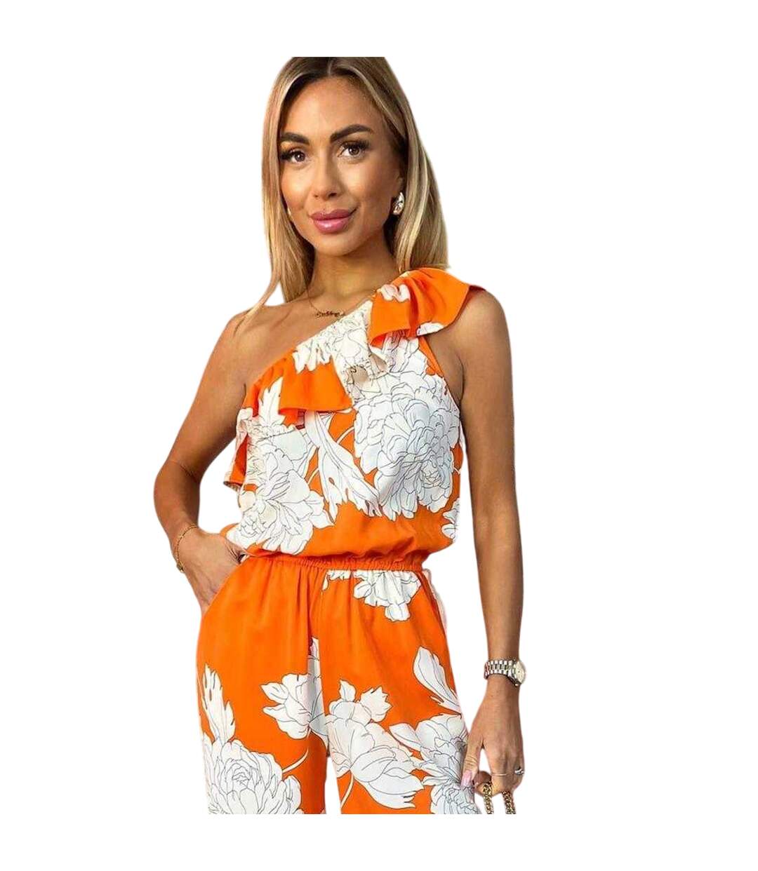 Combinaison Cocktail Motif/style Floral Femme Orange Sang AX Paris-3