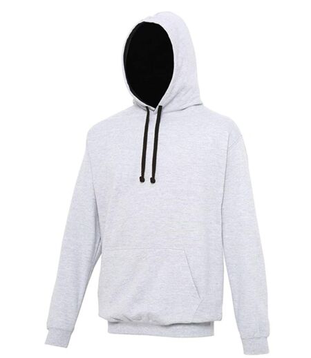 Sweat à capuche contrastée unisexe - JH003 - gris clair et noir