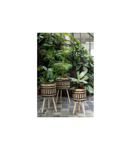 Lot de 3 Cache-Pots sur Pied Baudoin 66cm Naturel & Noir