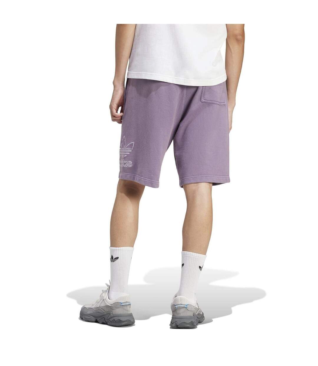 Mens Fleece Trefoil Sweat Shorts Purple Adidas-3