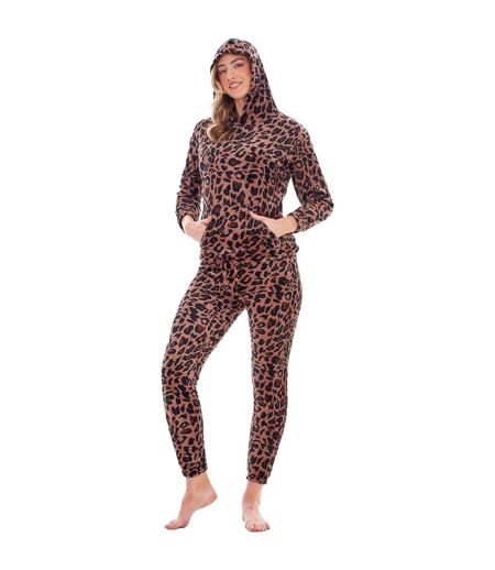 Ensemble De Pyjama Long Motif/style Imprimé Léopard Femme Marron Keanu