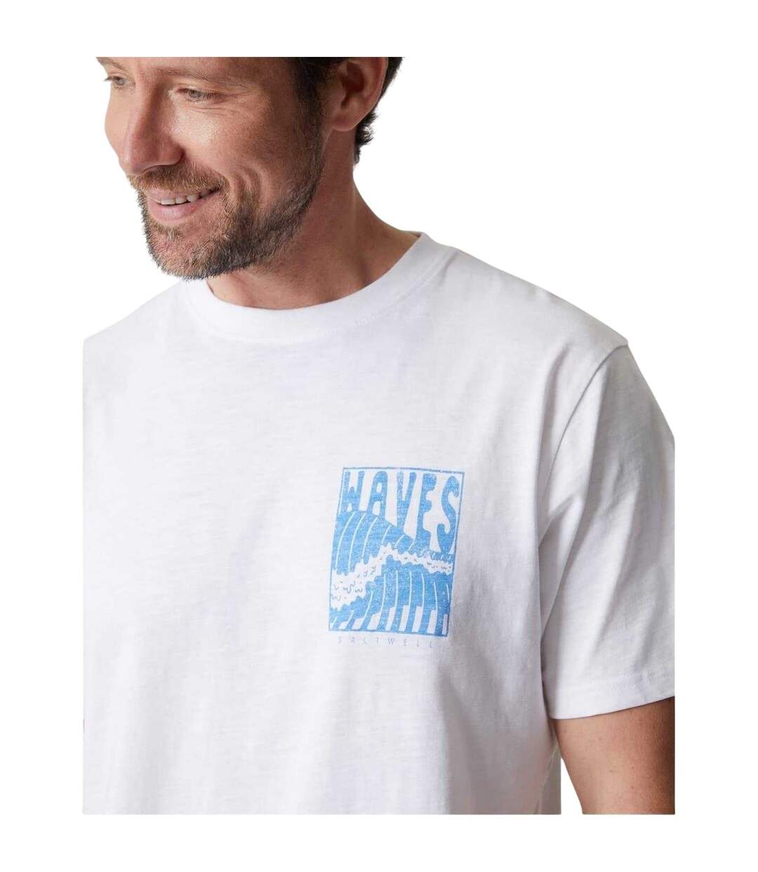 Mens Argyle Waves Regular T-shirt White Saltwell-4