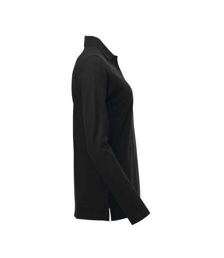 Womens/ladies Classic Marion Long-sleeved Polo Shirt Black Clique