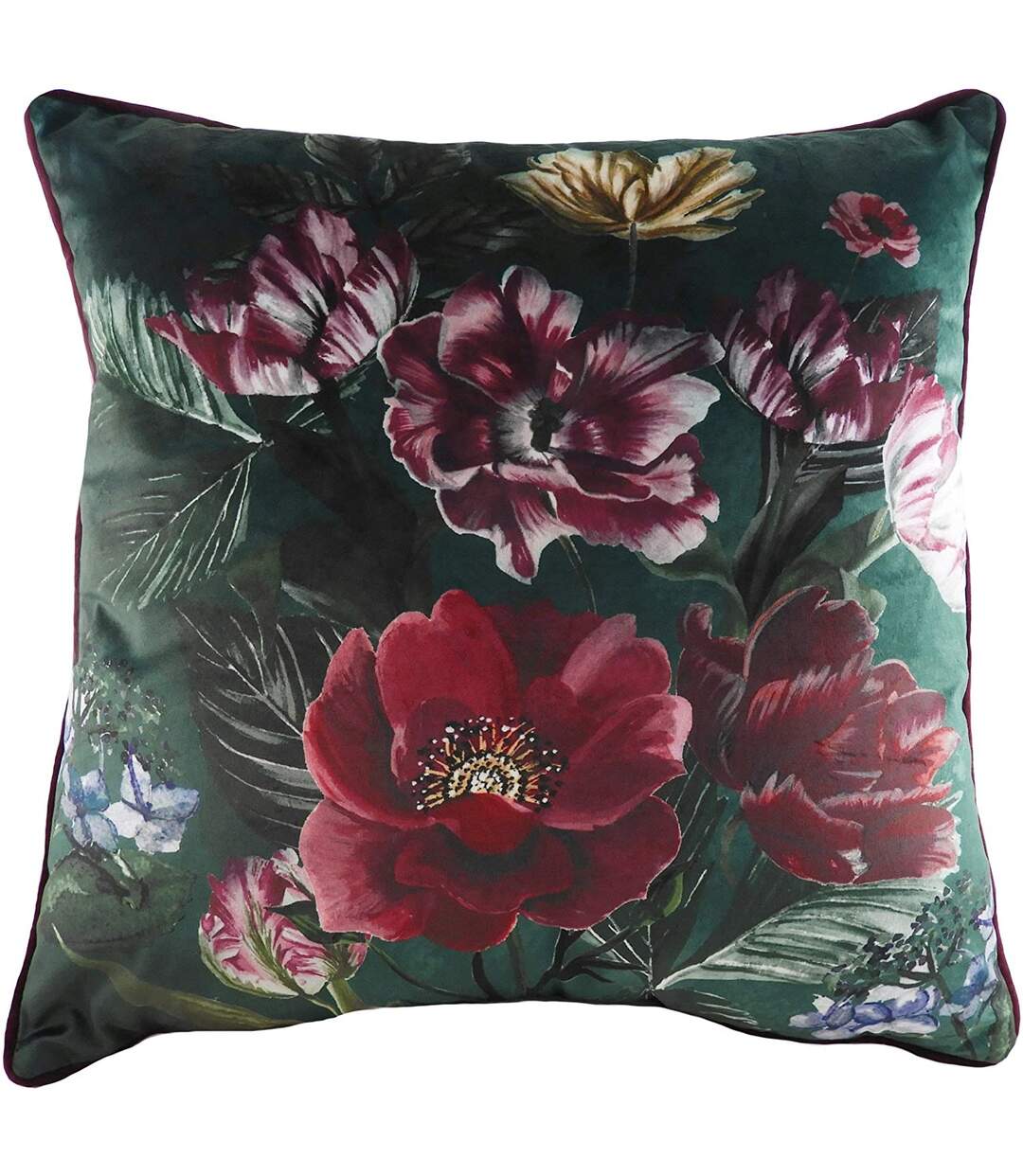 Evans Lichfield Eden Bloom Cushion Cover (Emerald Green/Deep Red) - UTRV1978