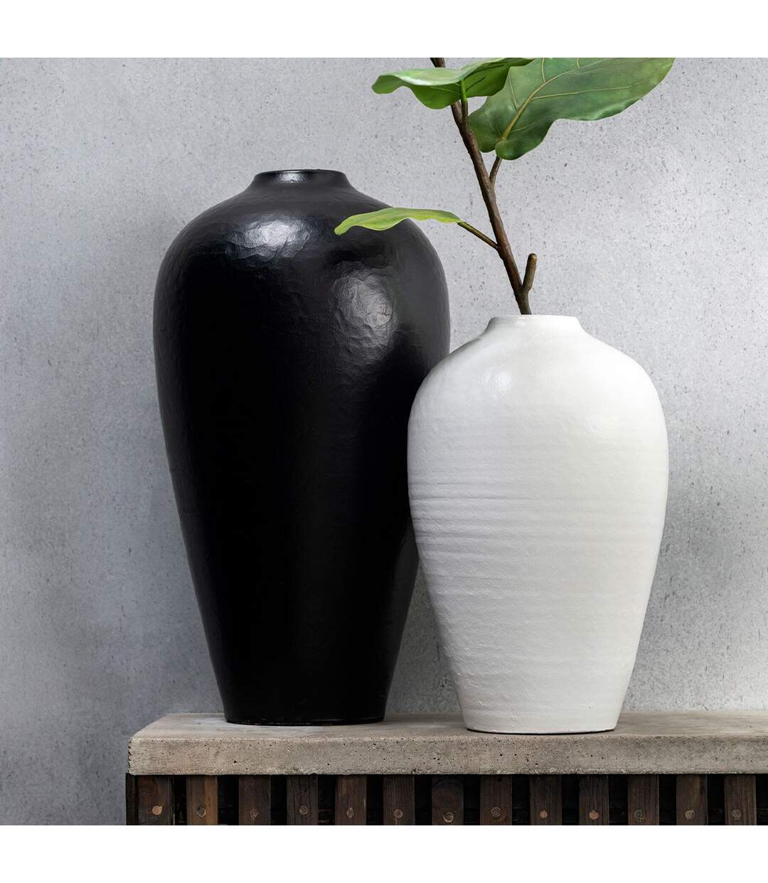 Vase Déco Poterie Ying 35cm Blanc-2