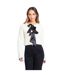 Womens/ladies Bow Sequin Relaxed Fit Long-sleeved Blouse Cream Be You-2
