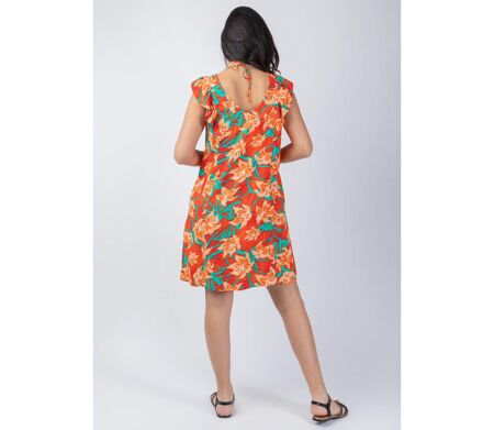 Robe coupe flatteuse ZOLA motif floral lumineux Coton Du Monde