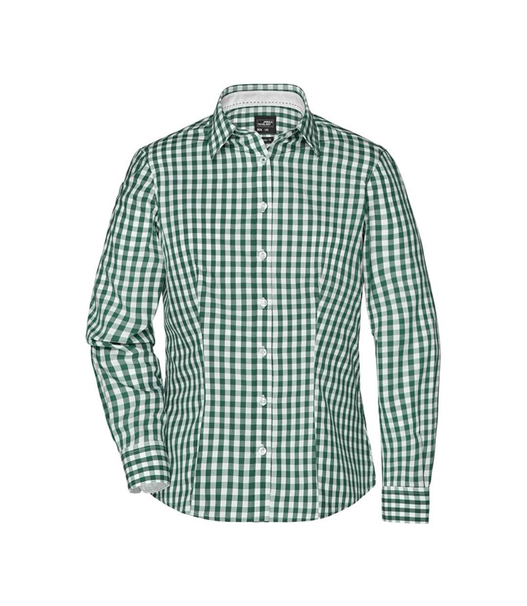 Blouse Motif/style À Carreaux Femme Vert Forêt Blanc James And Nicholson-1