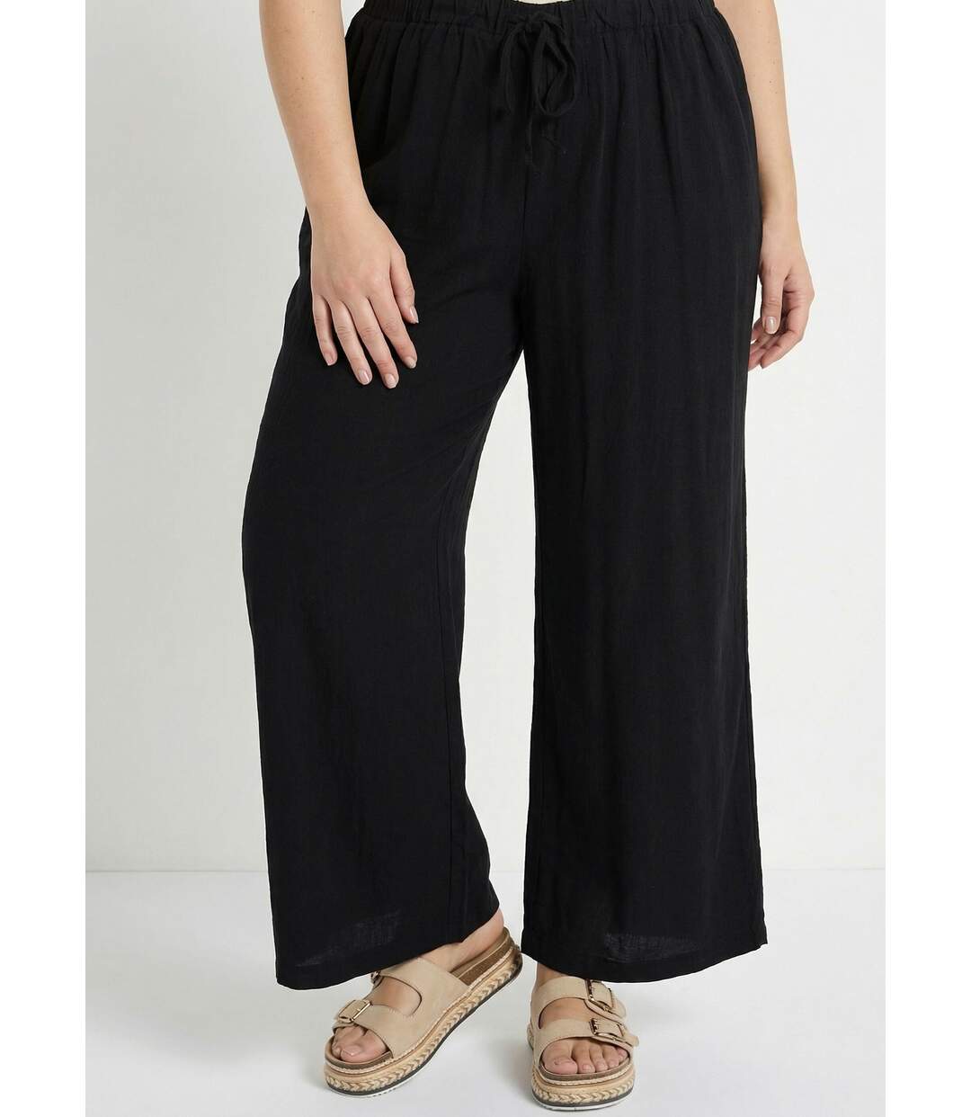 Pantalon fluide avec lin, effet naturel-1